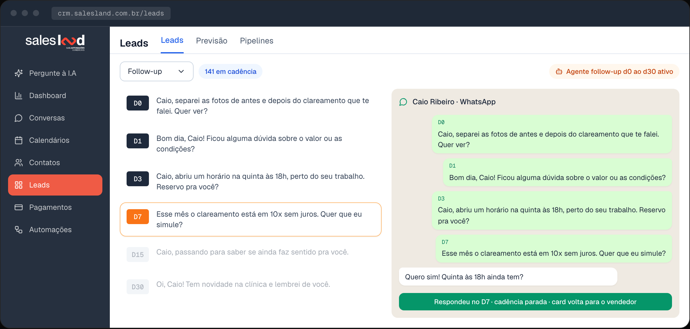 CRM Sales Land: follow-up do D0 ao D30